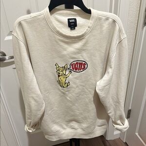 Vans Cream Sweatshirt with Cat Graphic